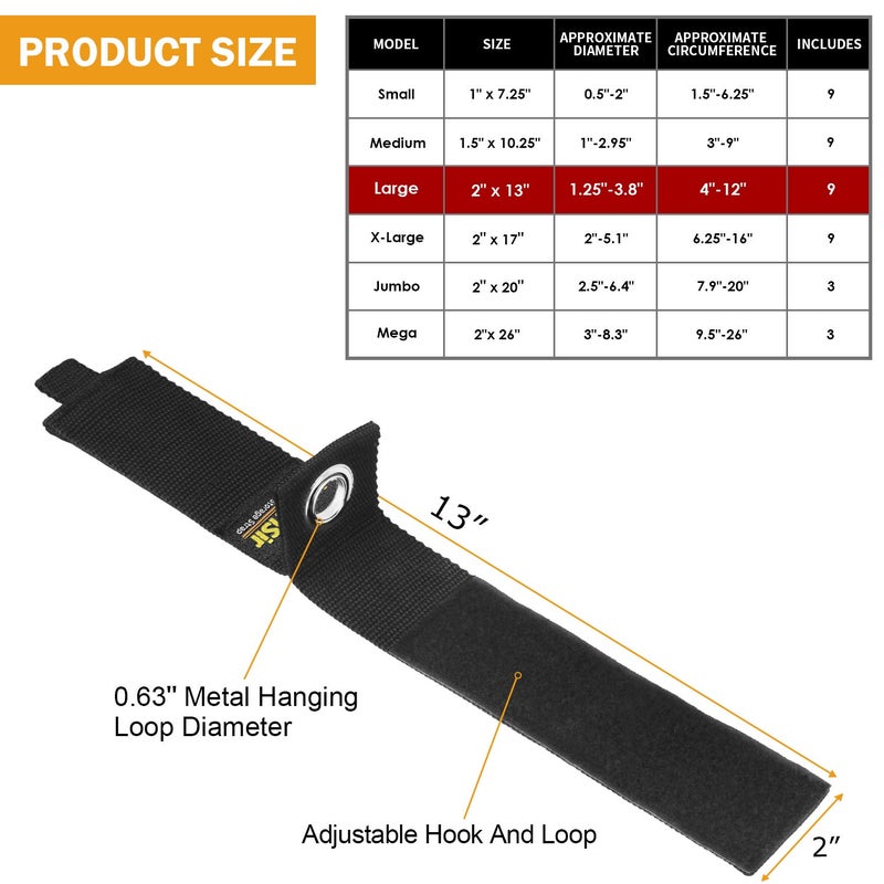 LuBanSir 9 Pack Extension Cord Holder Organizer, 13-inch Heavy Duty Storage Straps for Garden Hose Storage and Garage Wall Organization - Image 4